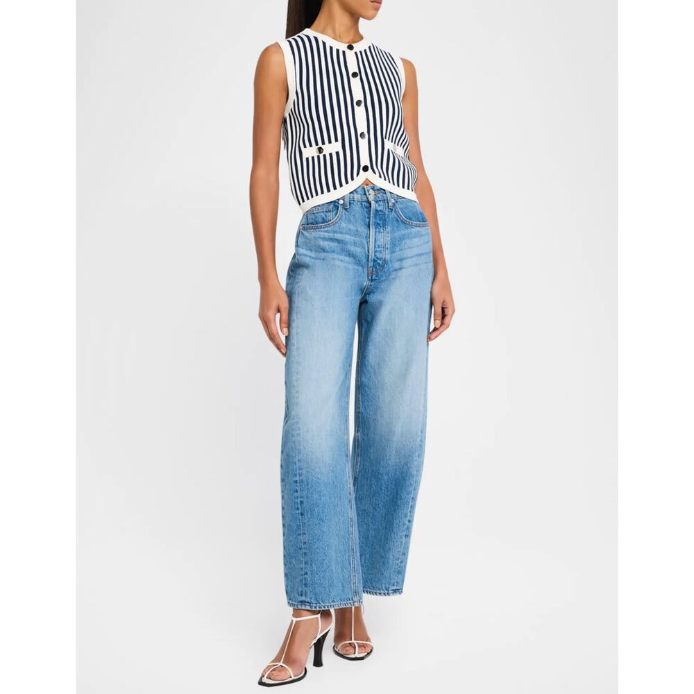 Veronica Beard Top XL Leland Striped Vest Navy Office Business Preppy Luxury